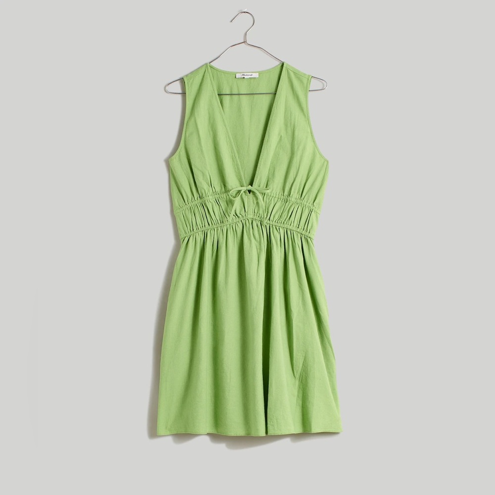 Madewell Sophia Deep-V Mini Dress - NWT - Seedling Green Size Medium